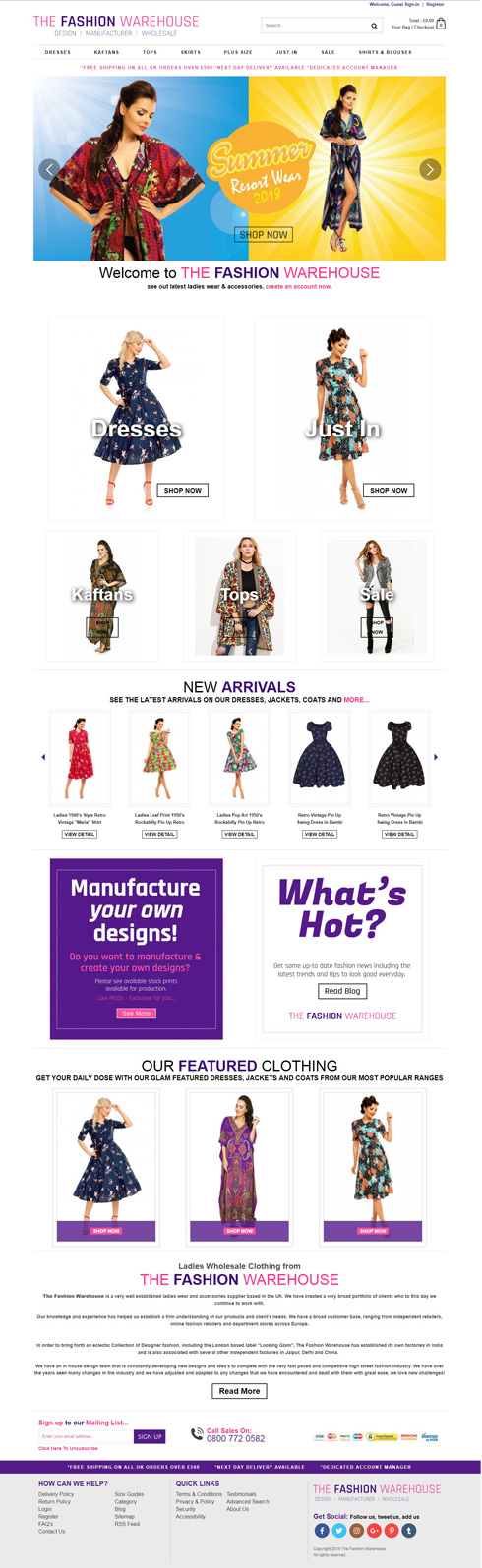 The Fashion Warehouse United Kingdom Web Design