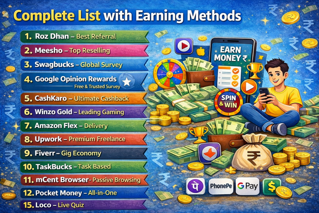 List of online earning methods.