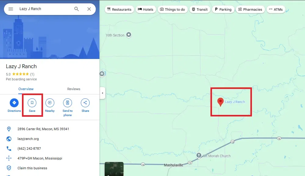 Left-click directly on the map