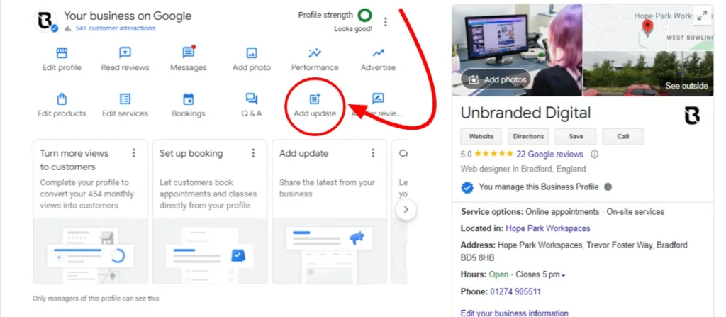 google my business profile manage post