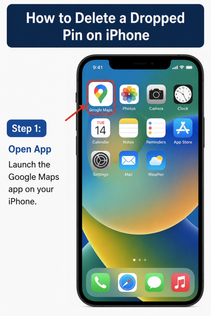 Dropped Pin in Google Maps - How to Save and Delete Pins google maps delete dropped pin iphone - step 1 open app
