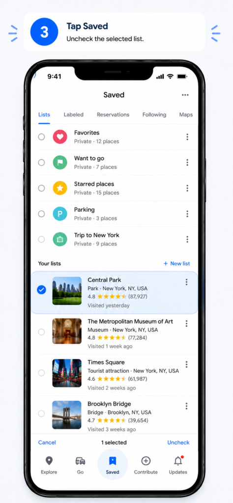 Dropped Pin in Google Maps - How to Save and Delete Pins google maps remove saved pins - step 3 tap saved